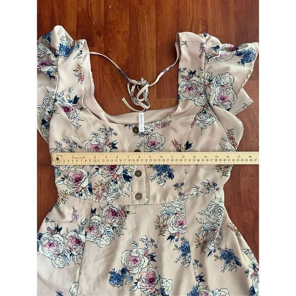 Xhilaration Flutter Sleeve Knee-Length Pink Floral Dress size L - Picture 7 of 10